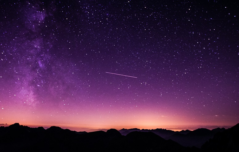 Night sky and stars purple sky